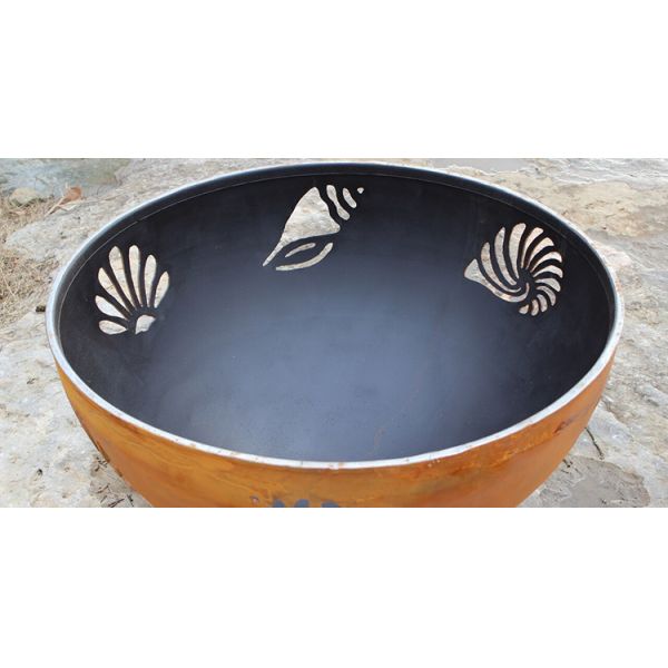 Outdoor Corten Steel Fire Pit Round Black Pre Rusted
