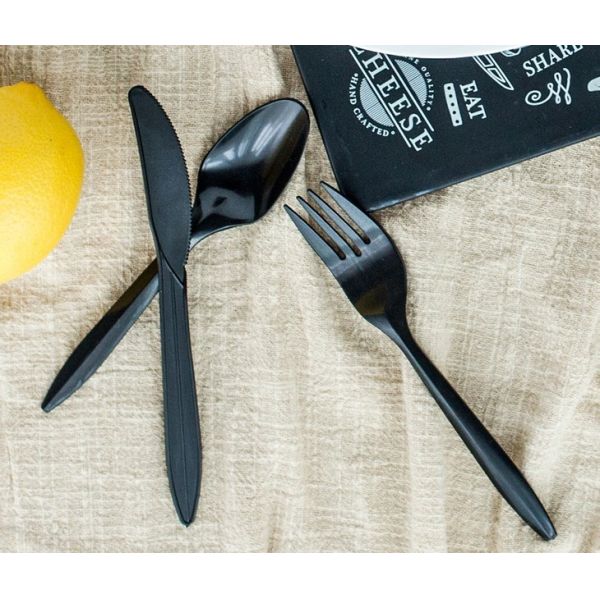 Plastic Sleeve Cutlery Set Customized Logo Buffets PS Disposable Spoon Fork and Knife
