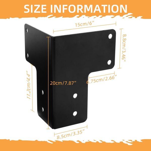 Corner Mount Metal Workbench Brackets 8Pcs Black Powder Coated For Deck Edge