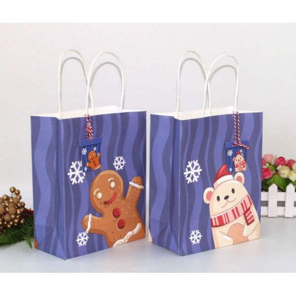 УЛЬТРАФИОЛЕТОВЫЕ печатая портативные сумки подарка рождества бумаги Kraft 18*9*23cm