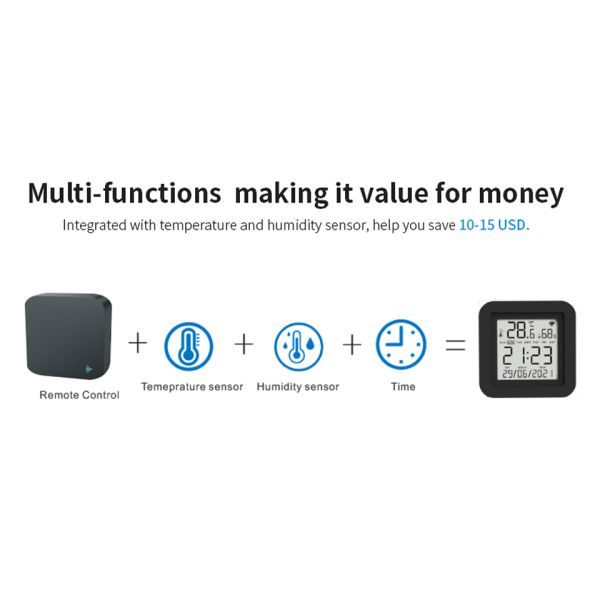 SIXWGH 3-in-1 Smart Home Automation Device Tuya Wi-Fi IR Remote Control LCD Screen Temperature Humidity Sensor Voice Control