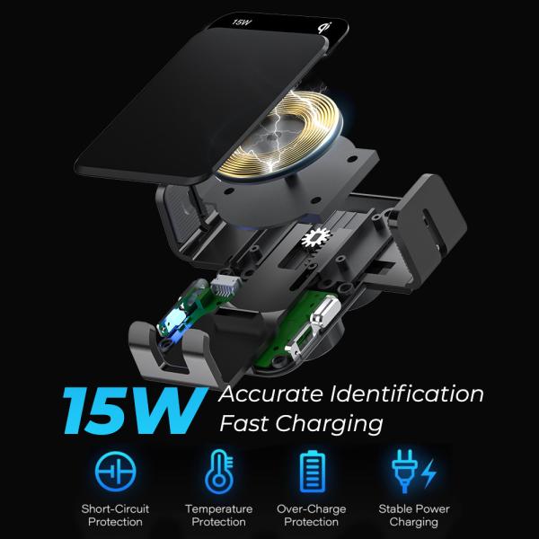 Three Way Automatic Adjustment Iphone Magnetic Car Mount With Sliding Cover