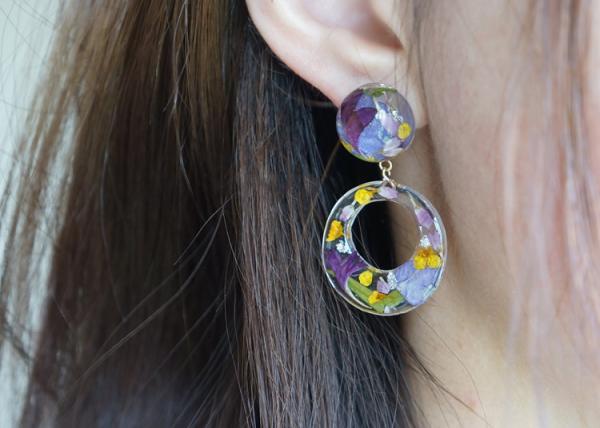 Customized Purple Romance Love Earstud Korea Style Purple Color Earrings Rings With Ball
