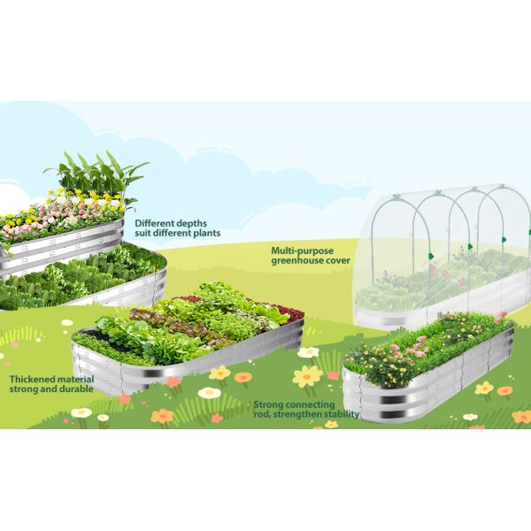 Planter Boxs, Garden Boxes, Galvanized Steel Raised Garden Bed Kit Planter Raised Box With Safety Rubber Edging Strip