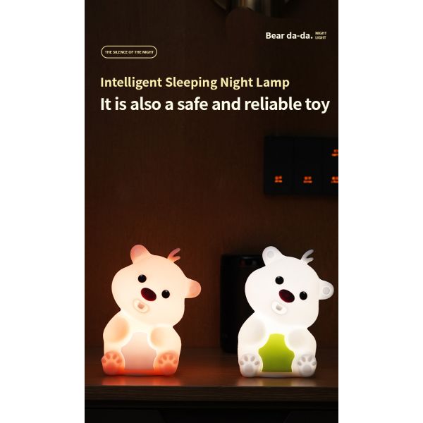 Cute Bear Shape Silicone Lumière de nuit décor de chambre de silicone Table lampe de lit rechargeable