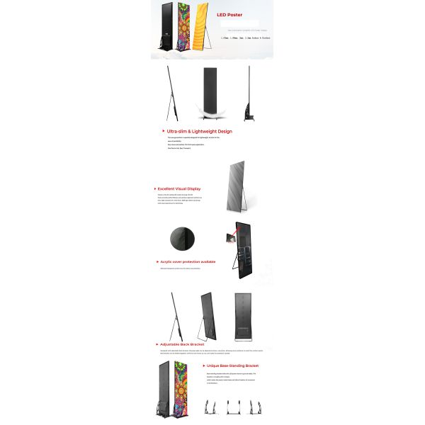 P2.5 LED-постерный дисплей с AC110V/220V Входное напряжение 640*1920mm 200W энергосбережение