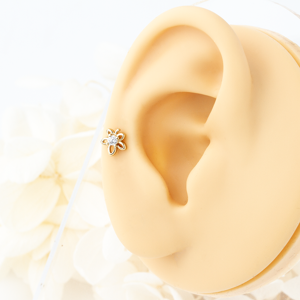 14K piercing du corps en acier inoxydable bijoux or Labret piercing des lèvres bijoux 1,2 mm