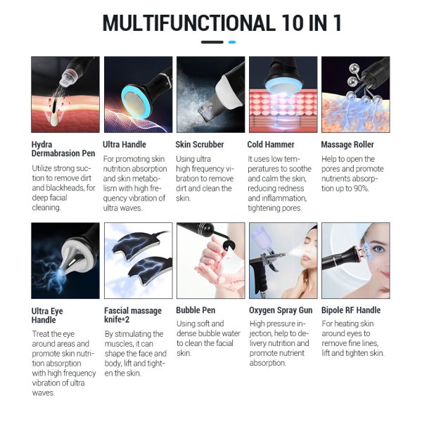 Portable Hyro H2o2 Small Bubble Hydra Aqua Peel Facial Machine 10 in 1