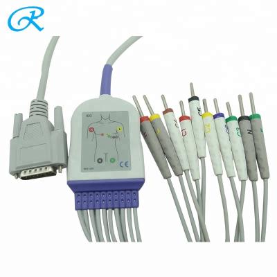 Ruído 3,0 cabos do ECG de Nihon Kohden da ligação do Pin 10 do IEC 15