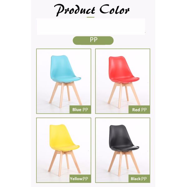 Cotton Fabric / PP Upholstered Dining Room Chairs With Solid Wood Legs