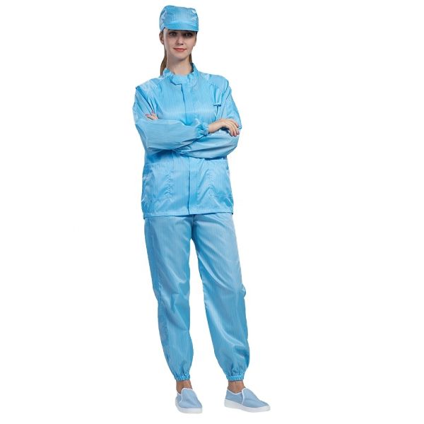 Cleanroom Elastic Cuff Anti Static Garments OEM ESD Safe Clothing
