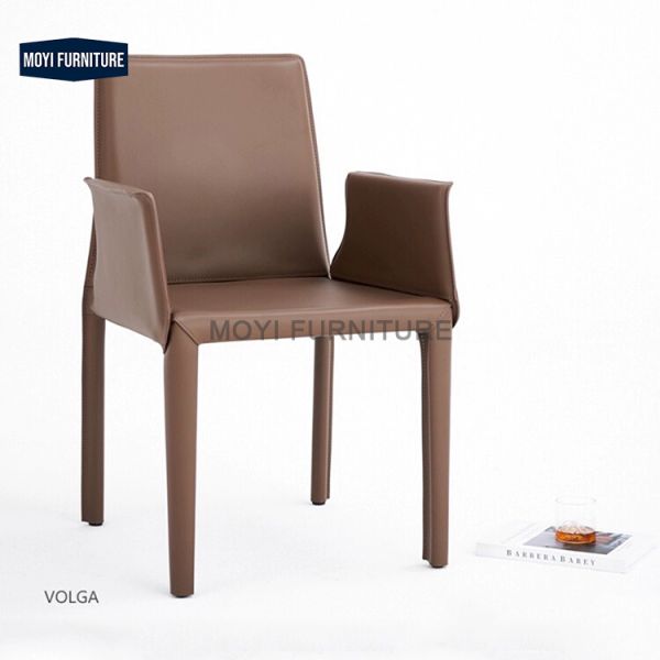 American Retro Standard Size Nordic Italian Style Villa Club Model Room Hotel Engineering Furniture Customizable Leather Dining Chair Book Chair