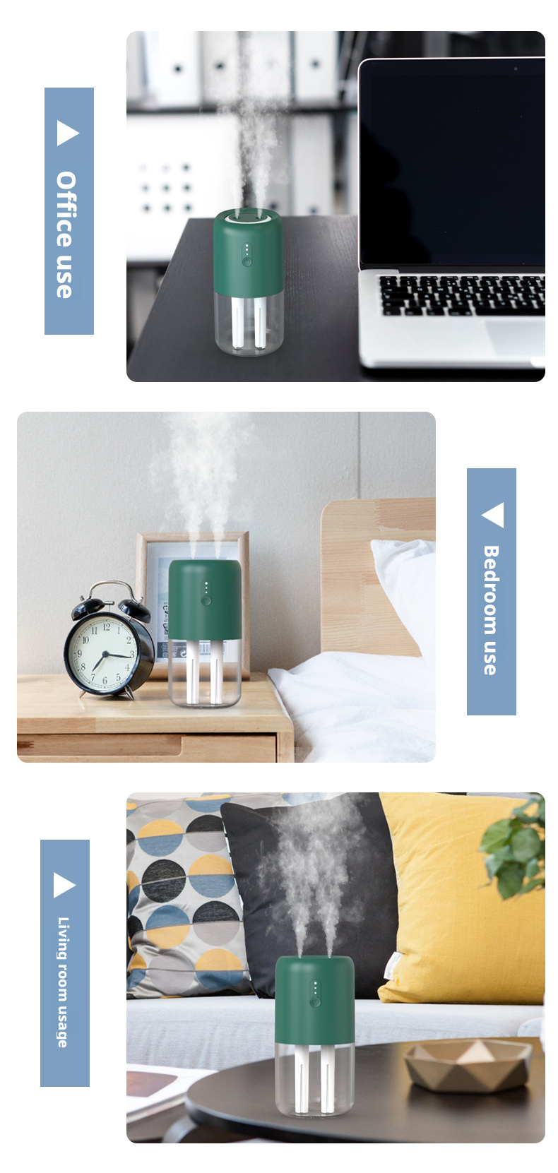Dual Jet Ultrasonic Air Humidifier Large Mist Output Quiet Operation Home And Car Use