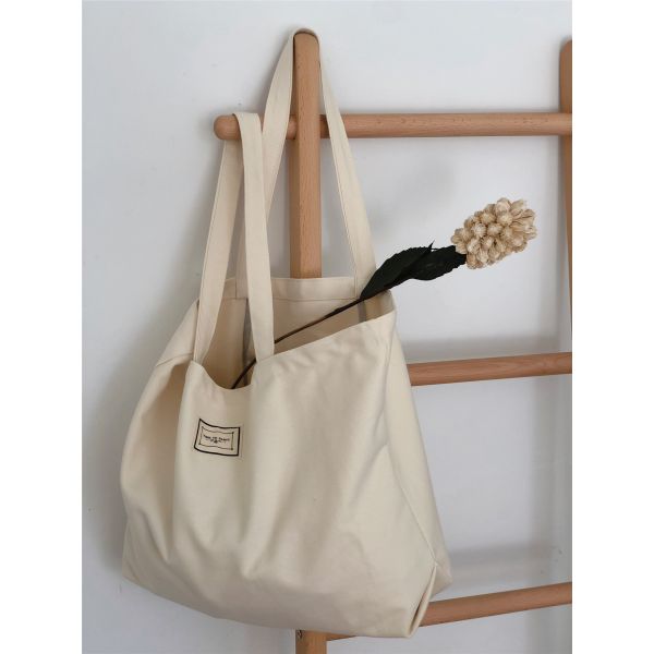 Letter Pattern Eco Friendly Extra Large Custom Logo Canvas Grocery Bag Oversize Tote Bag
