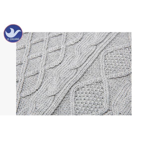 Pullover Men's Thick Winter Jumpers , Grey Cable Knit Long Sleeve Sweater Mens