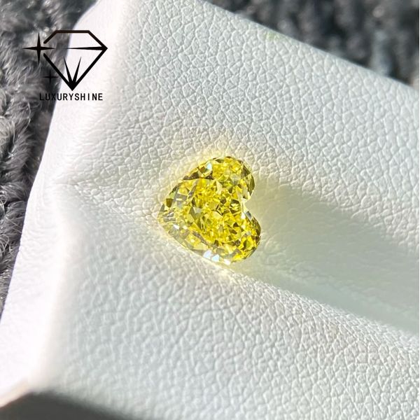 LuxuryShine Rose / Jaune / Vert Le cœur coupé en laboratoire Diamant cultivé VVS-VS Vrais diamants et bijoux de mariage et bijoux personnalisés