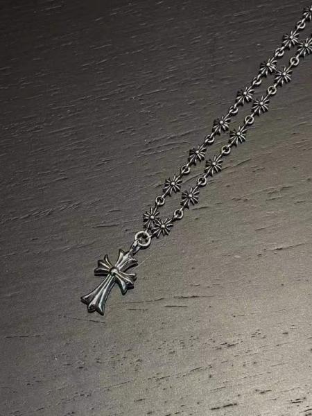 925 Silver Necklace with Blue Zirconia Cross Pendant and 55cm Box Chain