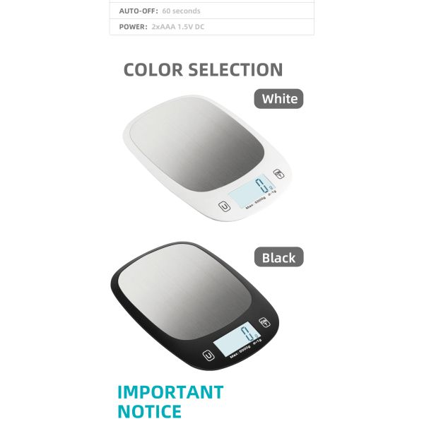 5KG Maximum Weight Recommendation Nutritional Scale Accurate Kitchen Scales Waterproof Digital Kitchen Weighing Scale