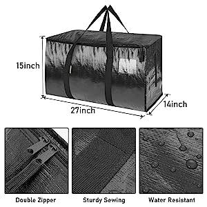 Oversized Moving Bags With Reinforced Handles, Heavy-Duty Storage Tote For Clothes, Moving Supplies (Clear, 2-Pack)