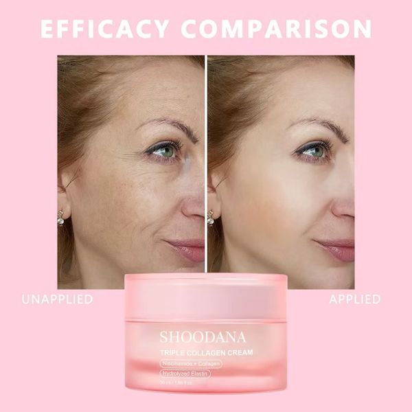 OEM ODM Vegano orgánico Triple Colágeno Empresa de reparación Crema facial humectante para piel seca hidratante profunda mantequilla de karité retinol