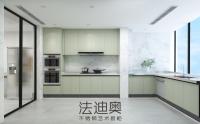 Armoire de cuisine fermée Fadior avec rafraîchissement Mung Bean gris et marbre blanc