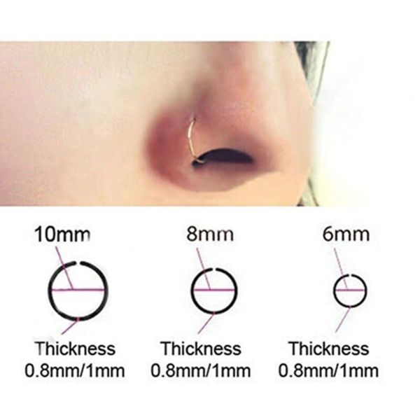 New Arrival Surgical Steel 0.8mm Cartilage Piercing Stud Thin Small Nose Ring Hoop Fashion Jewelry