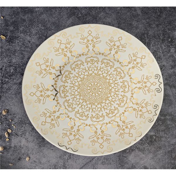 gold with new bone china  27cm dinner plate coupe shape