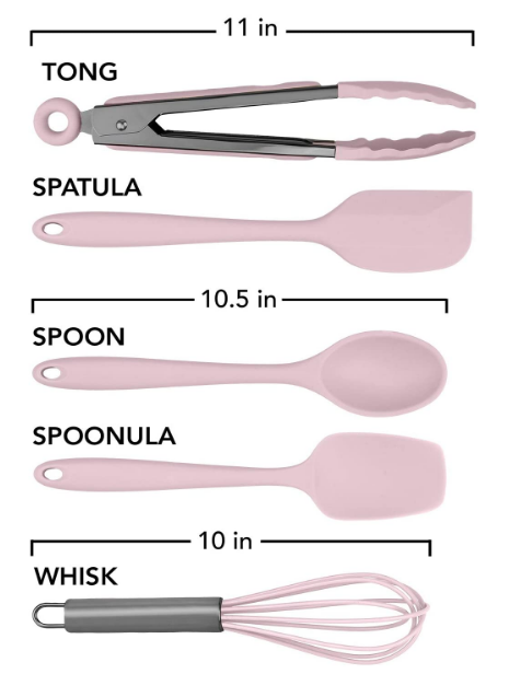 Kitchen 5 Piece Silicone Cooking Utensils Easy To Clean Silicone Kitchen Utensil Set