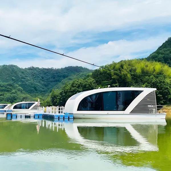 Bateau flottant de conception en aluminium Hôtel maison Bateau de pêche nage