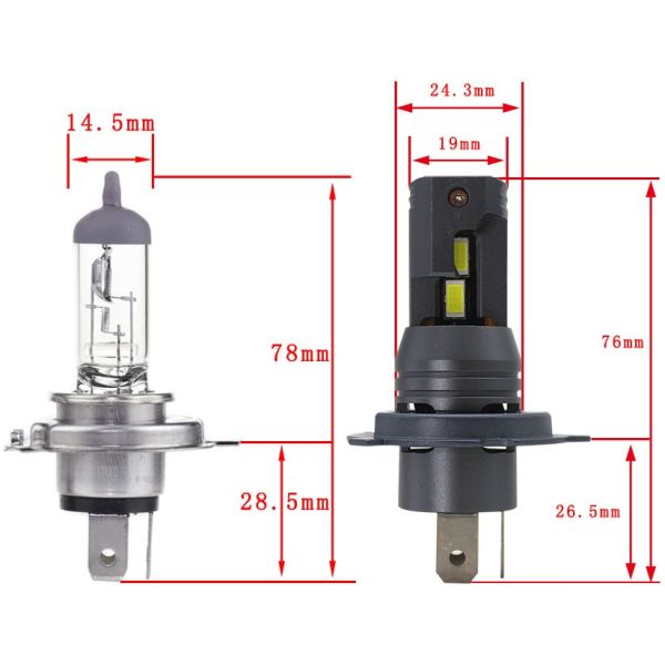 H4 3200LM Direct Insertion And Fans Black Led Headlight H4 For Car Long Service Life