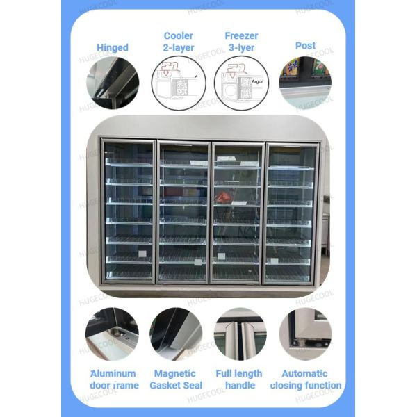 27X10X8 Foot 10 Glass Door Walk in Display Cooler с температурой типа U -0,4f
