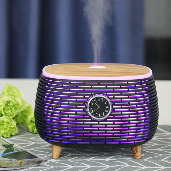 400ml Smart Aromatherapy Essential Oil Wooden Grain Diffuser with Music Play,Clock and Auto Shut-Off Function