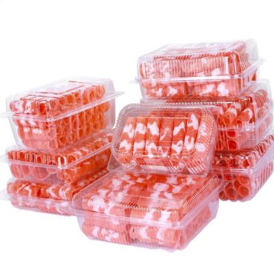 Disposable Transparent Hinge Clam Plastic PET Rectangular Beef Roll Packaging Box
