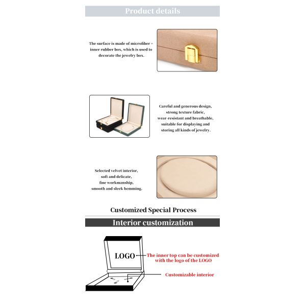 Caja de almacenamiento de joyas de cuero de microfibra verde para collar de perlas 20*23*5cm Hanhong Custom