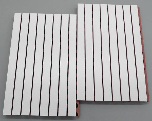 White Laminated Slat Acoustic Ceiling Panels Grooved MDF Panels 13/3mm