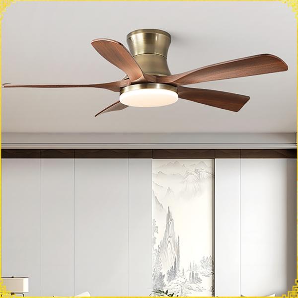 42/52 pouces 3/5 lames droites feuilles de bois ventilateur de plafond télécommande