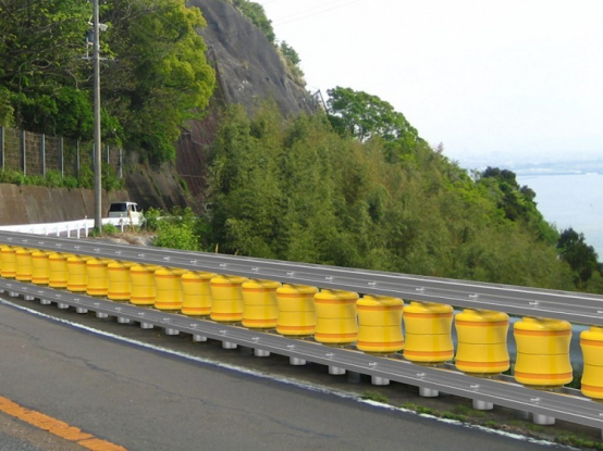 Барьер аварии ролика безопасности барьера ролика ЕВА безопасности движения проезжей части желтый