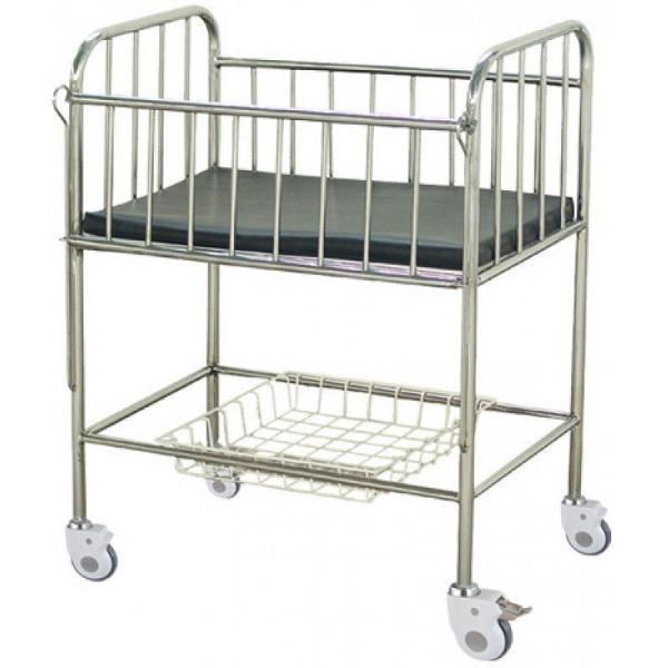 Hospital Baby Bed Cart 850 X 460 X 970mm Four Silent Wheels With Cross Brakes