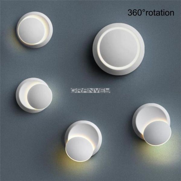 Nordic Moon Eclipse Rotation Wall Hanging Lamps 3D Bedroom Living Room Led Sconce