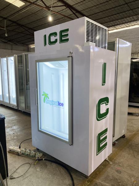 Commercial Large Ice Storage Containers Indoor Glass Door Ice Bag Storage Freezer