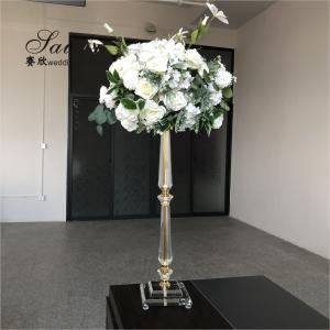 Saixin custom wedding event decoration gold centerpiece crystal pillar flower