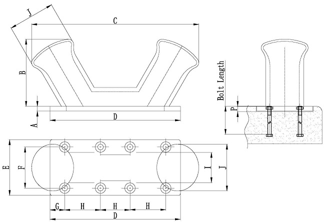 Бросая стальной скрепленный болтами док Bitt двойника Анкоридж склонил оборудование зачаливания корабля пала