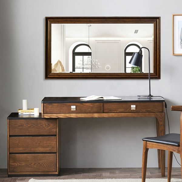 Luxury Baroque Style Full Length Mirror With PS Frame / Copper Free Silver Glass