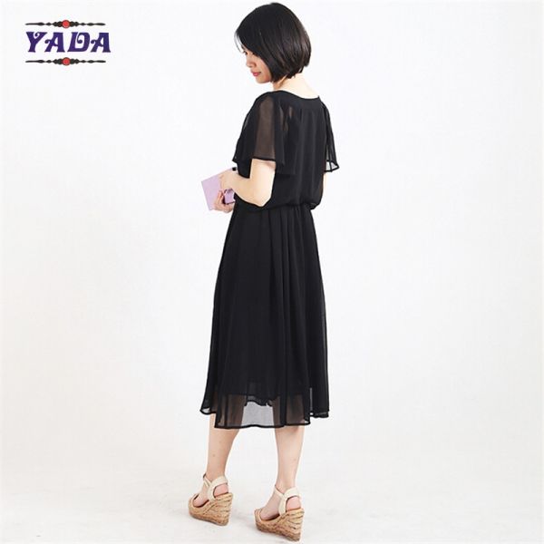 Мода с короткими рукавами, женщины, секси летние пляжные платья, шифонские платья по дешевой цене.