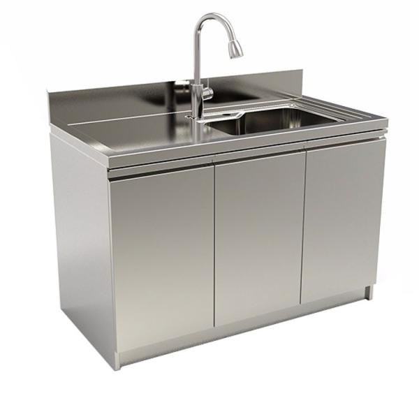Modular Stainless Steel Kitchen Cabinets , 0.8mm Double Sink Kitchen Cabinet