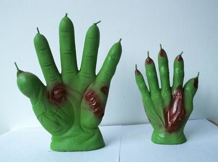 Green Devil's hand  unscented candle packed into clear gift box