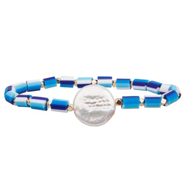 silicone beads stretchy with baroque Glass pearl multi color Handmade Beads Bracelets