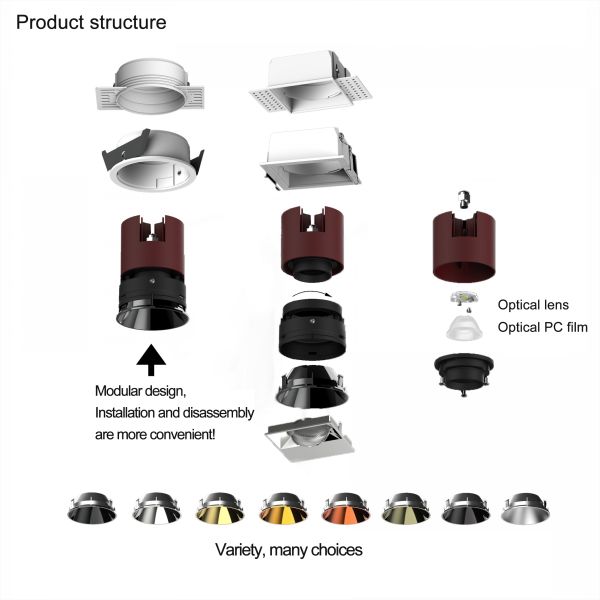 Energy Saving Recessed Wall Washer Downlight AC220-240V Bridgluxe Chip