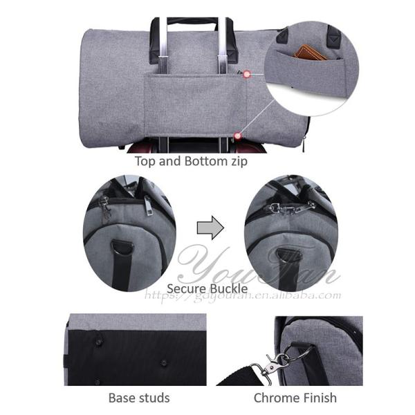Custom Carry On Duffel Bag , Convertible Suit Garment Travel Bag