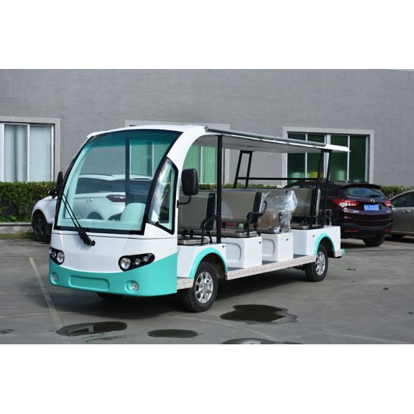 4 Wheel Electric Sightseeing Car , 11 Seats Electric Passenger Vehicle With Sun Curtain